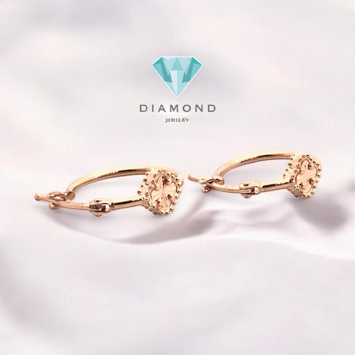 Anting Mas Clover Rose Gold 750K-Diamond Jewelry