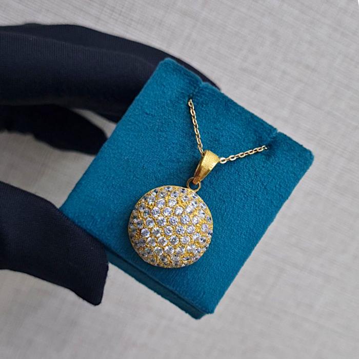 Liontin Mas Sirkon Model Bola 23K-Diamond Jewelry