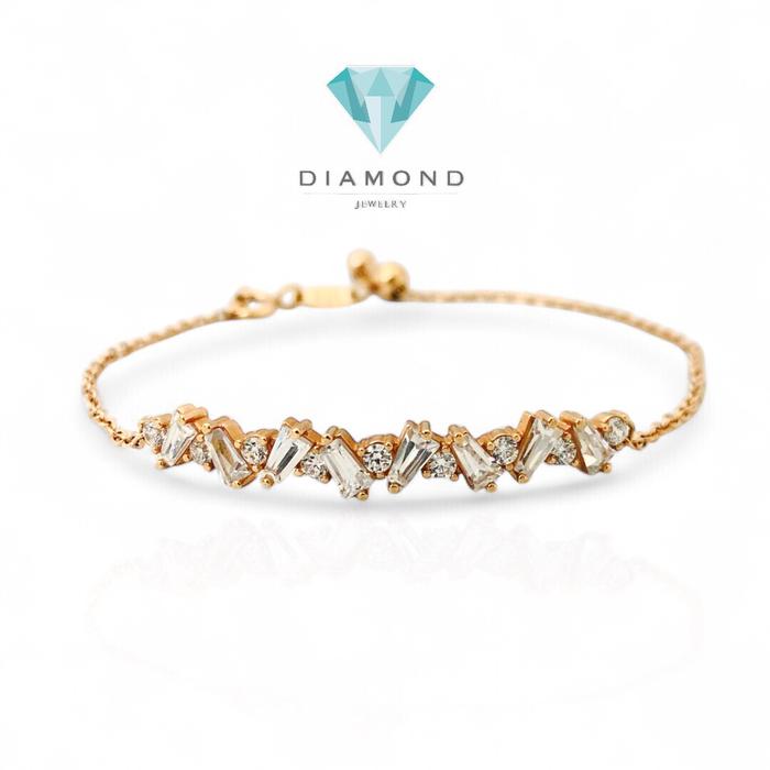 Gold Bracelet baguette emas/ gelang emas baguette zirconia-750K Diamond Jewelry