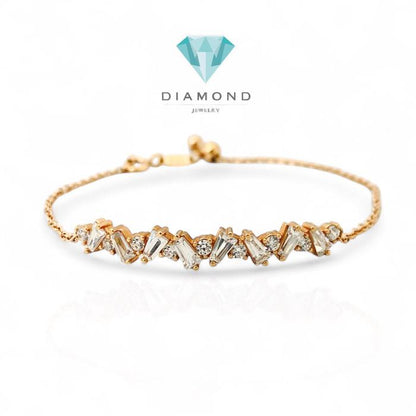 Gold Bracelet baguette emas/ gelang emas baguette zirconia-750K Diamond Jewelry