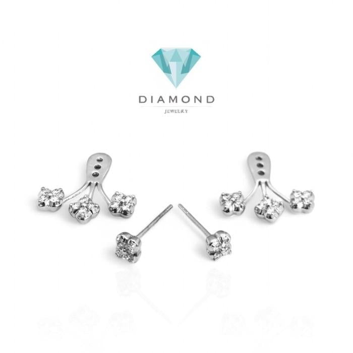 Giwang berlian jacket bunga 18k/diamond earring flower clover jacket 18k-Diamond Jewelry