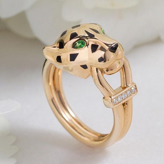panther ring rose gold 18k -Diamond Jewelry