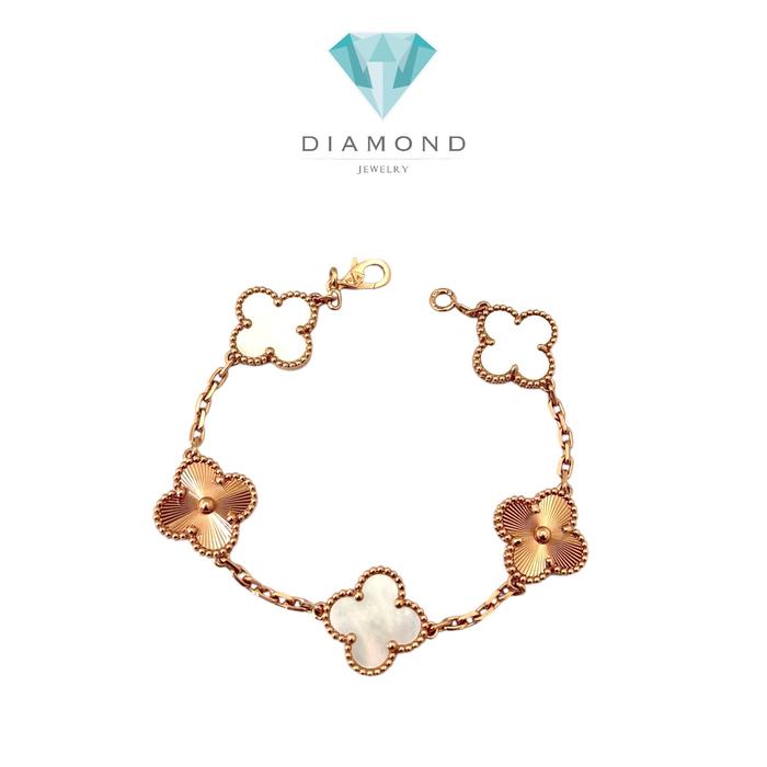 Bracelet Vintage Kombinasi MOP & Gold 18K / Gelang Emas Vintage Alhambra / Diamond Jewelry-399GBDDM5542LS-HT