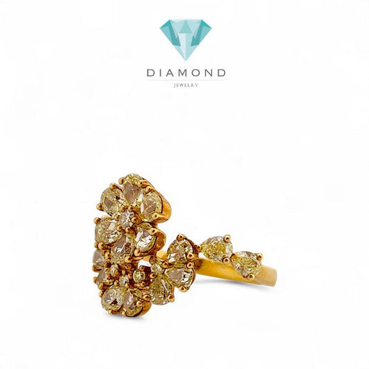 Flower Yellow Diamond Ring /cincin Diamond 18K / Diamond Jewelry/cincin Emas Berlian
