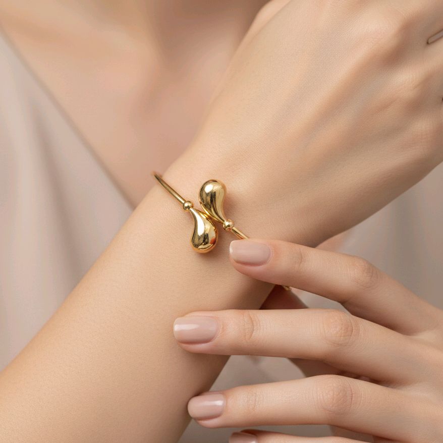 Tear Drop Bangle Gold Bracelet 16K / Gelang Emas Tear Drop 16K / Diamond Jewelry / 481GMS329LS