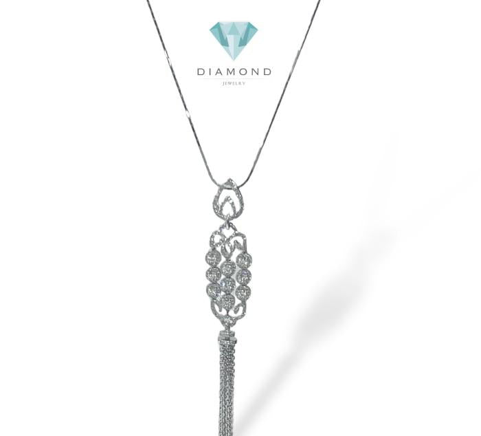 Triad floating diamond pendant 18k white gold-Diamond Jewelry
