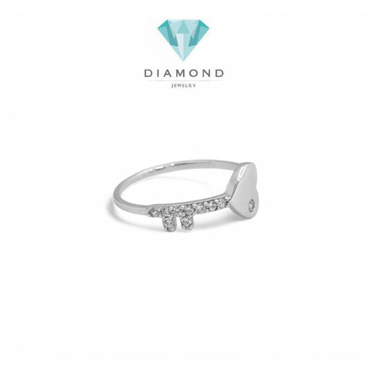 Cincin Mas Putih Model Heart Key 18K-Diamond Jewelry