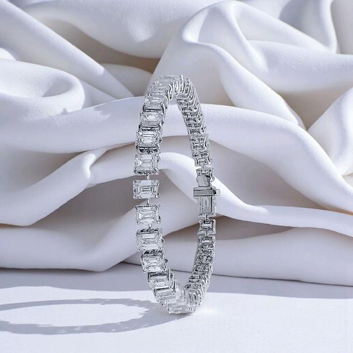 Emerald Tennis Diamond Bracelet 18K / Gelang Tennis Emerald Berlian 18K / Diamond Jewelry-1GB1845SDNEW-HT