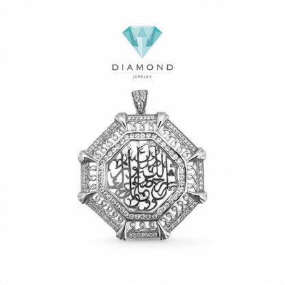 Liontin Mas Ornate Octagon calligraphy Initial ALLAH 18K-Diamiond Jewelry