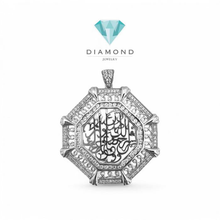Liontin Mas Ornate Octagon calligraphy Initial ALLAH 18K-Diamiond Jewelry