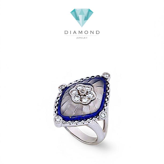 Blue Sapphire Diamond Ring 18K / Diamond Jewelry