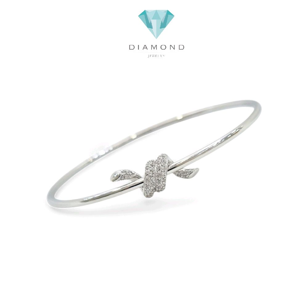 Knot White Gold Bangle Bracelet 17K / Gelang Emas Putih Knot 17K / Diamond Jewelry / 475GMS343LS
