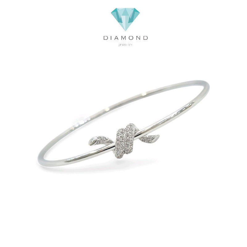Knot White Gold Bangle Bracelet 17K / Gelang Emas Putih Knot 17K / Diamond Jewelry / 475GMS343LS