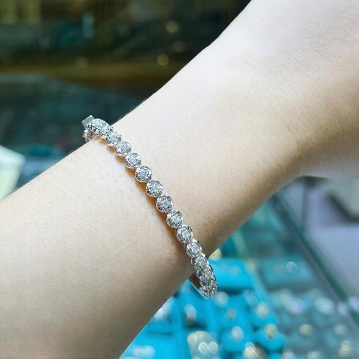 Diamond half tennis Bangle /gelang tennis bangle berlian asli18K Diamond Jewelry