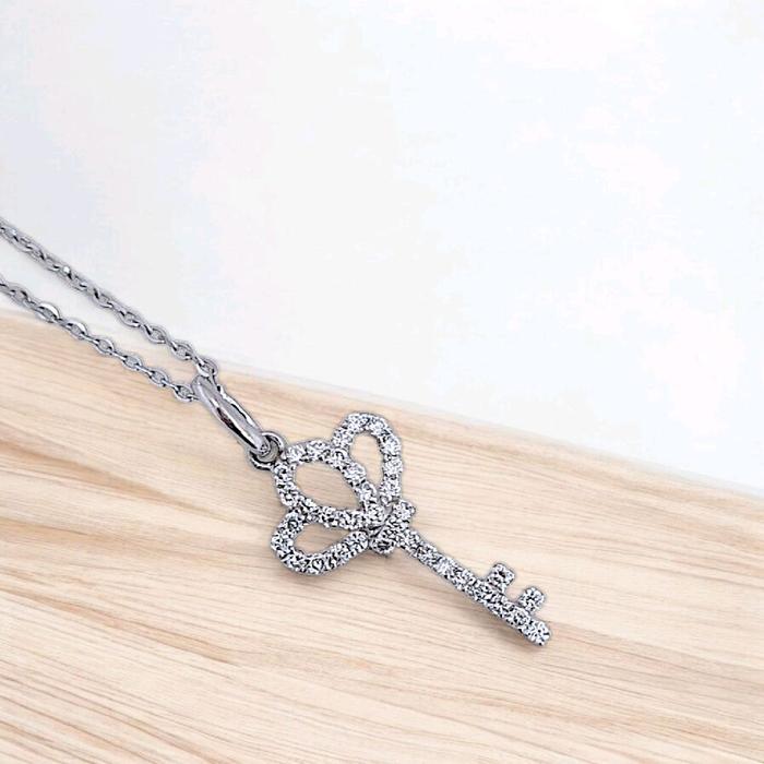 Triad key pendant diamond 18k Gold -Diamond Jewelry