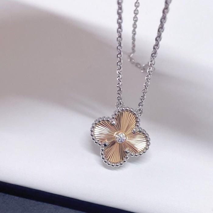 Kalung Vintage Holiday Clover Rose Gold & White Gold 18K-Diamond Jewelry-387KBD8500RY-HT