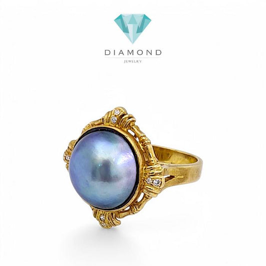 Black Pearl Diamond Ring 18K / Diamond Jewelry