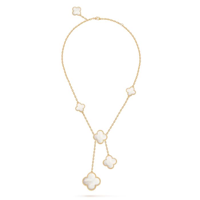Magic Pearl Clover Necklace 6 Motif Clover 18K Gold Diamond Jewelry-10KBD1587AB-HT