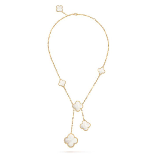 Magic Pearl Clover Necklace 6 Motif Clover 18K Gold Diamond Jewelry-10KBD1587AB-HT