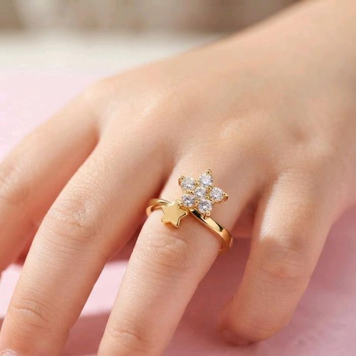 Gold Star Zirconia Kids Ring 16K / Cincin emas Bintang Zirconia 16K / Diamond Jewelry / 446CMS098LS