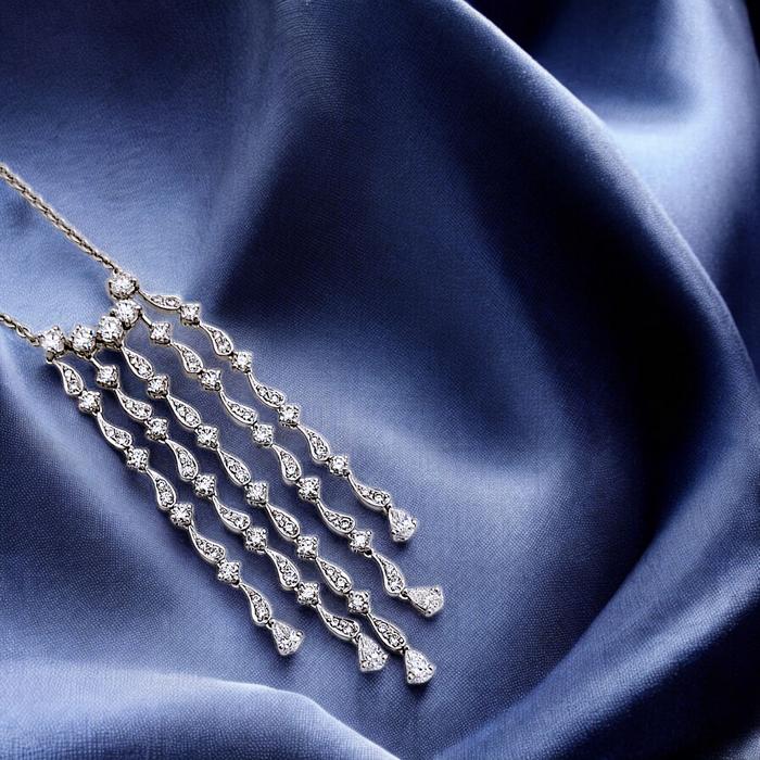 Long Diamond Necklace 18K / Diamond Jewelry