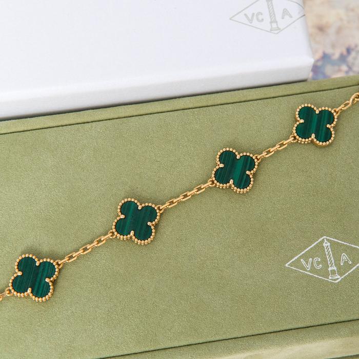 Malachite Clover Green Vintage 18K Gold Diamond Jewelry/Necklace/vintgae Earring/Sweet Earring/Bracelet -387KBD300LS/352ABD829RY/394ABD2500LS/454GBD4000LS-HT
