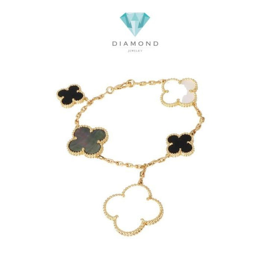Magic Clover MOP Onyx mix  bracelet Diamond Jewelry