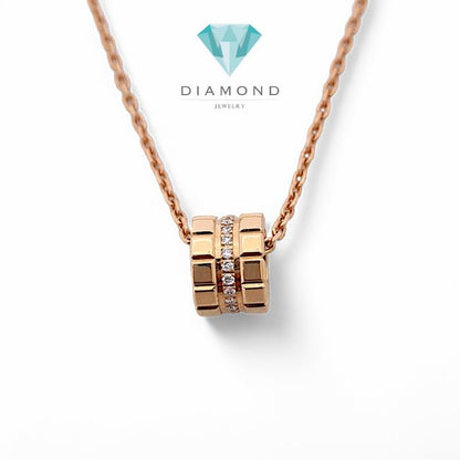 Ice Cube Diamond Chop Pendant Necklace 18K/Square Ice Cube Kalung Berlian / Diamond Jewelry-378KBD12000RY-HT
