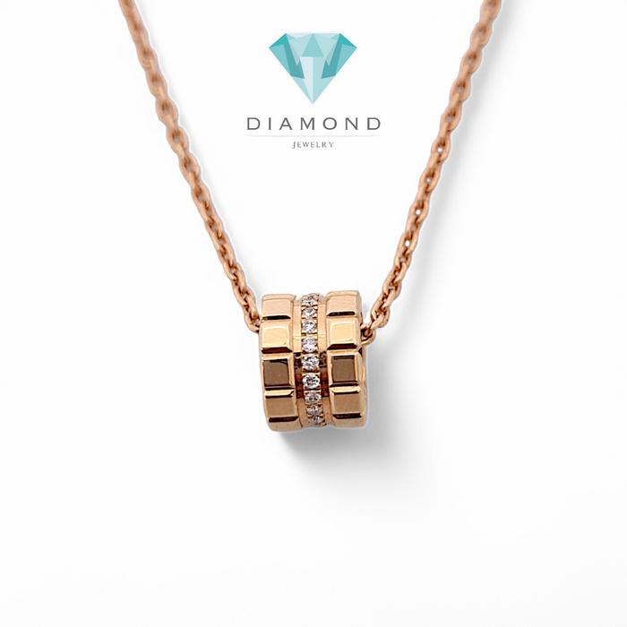 Ice Cube Diamond Chop Pendant Necklace 18K/Square Ice Cube Kalung Berlian / Diamond Jewelry-378KBD12000RY-HT