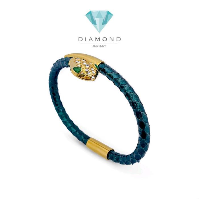 Ulo Serpenti Diamond leather Bracelet 18K / Gelang Berlian Ulo Serpenti 18K / Diamond Jewelry 1GBD15LSNEW - Gold-(SAMPLE-HT)