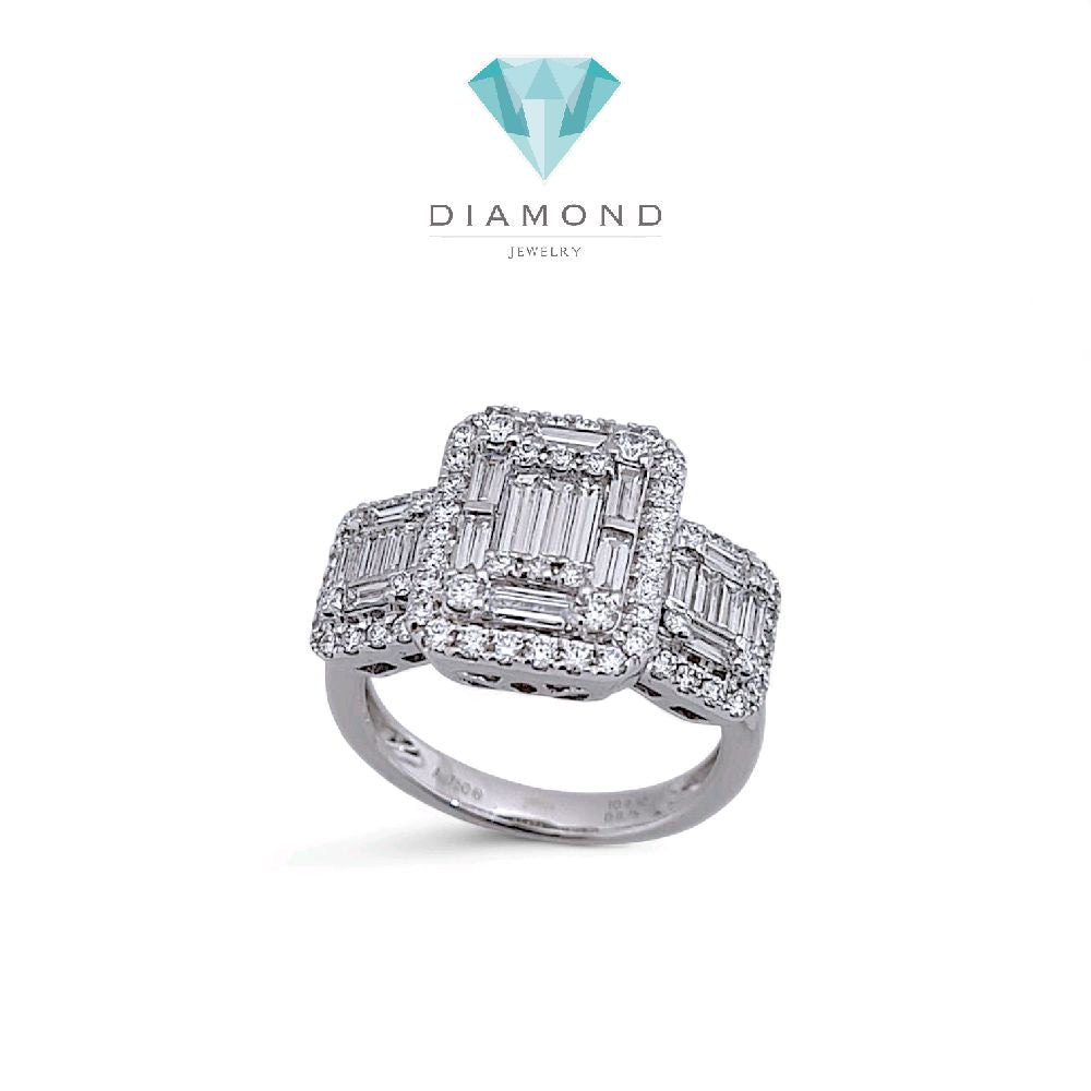 Tri Baguette Diamond Ring 18K / Cincin Berlian Tiga Baguette 18K / Diamond Jewelry 370CB14100VIONLS -HT