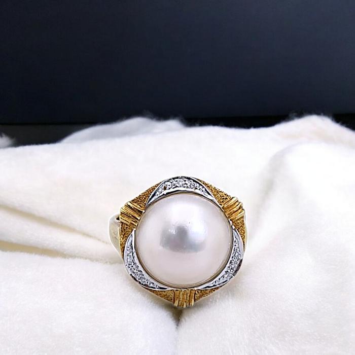 Pearl Diamond Ring 18K / Blistar Diamond Ring/Diamond Jewelry