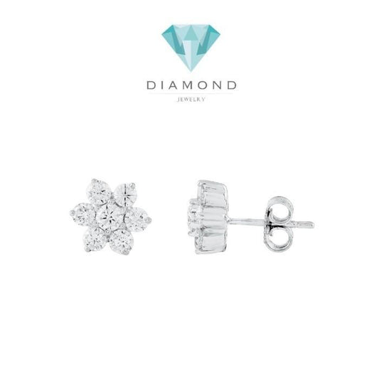 Diamond Flower earring 18k-Diamond Jewelry