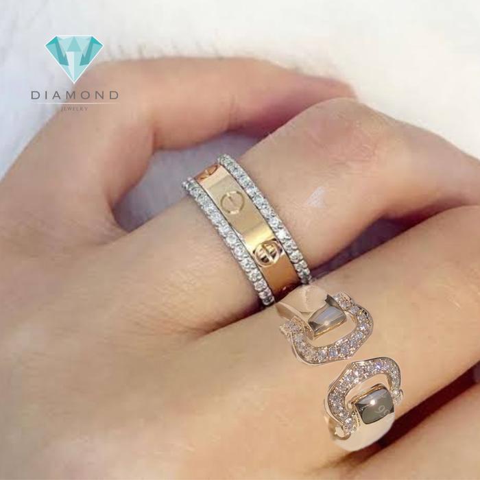 Diamond Ring Double C 18K Rose Gold Diamond Jewelry-25CBM710LSWP-HT