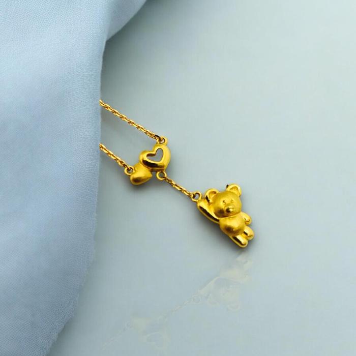 Kalung emas winnie bear/pure gold necklace/kalung emas murni winni bear- 24K Diamond Jewelry