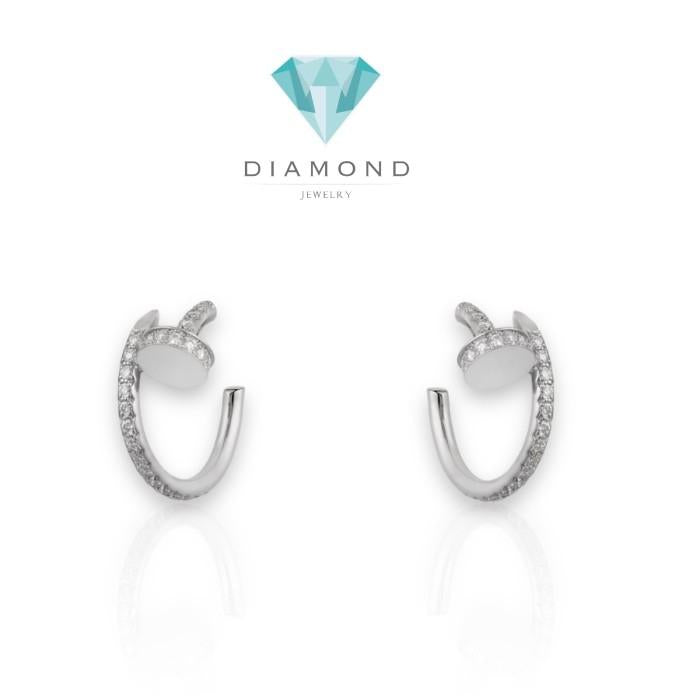 Pave diamond earring juste 18k white gold -Diamond Jewelry