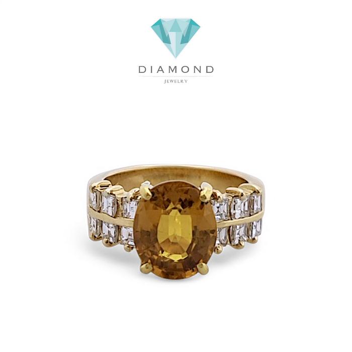 Yellow citrin Diamond Ring 18K / Diamond Jewelry