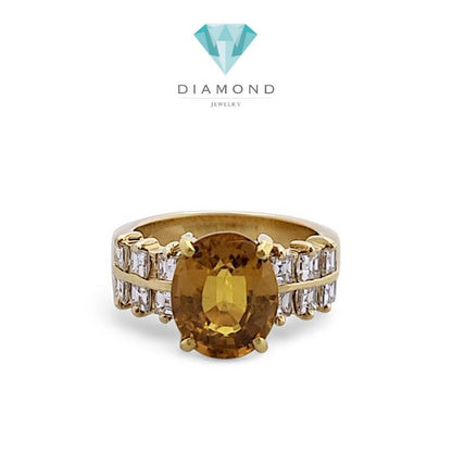 Yellow citrin Diamond Ring 18K / Diamond Jewelry