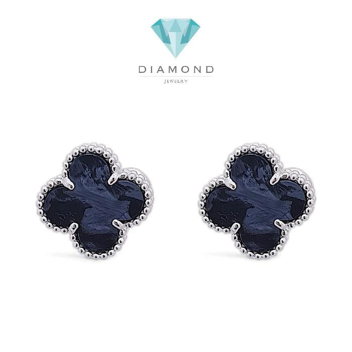 Clover Pietersite vintage Earring 18K / Diamond Jewelry