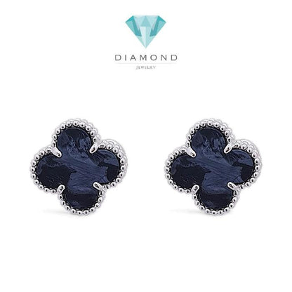 Clover Pietersite vintage Earring 18K / Diamond Jewelry
