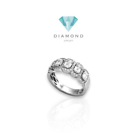 Cincin  berlian diamond baguette listring halo18k/diamond ring baguette listring halo 18k- diamond jewelry