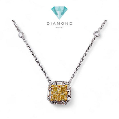 Yellow Diamond Necklace Princess 18k/ kalung berlian asli kuning / Diamond Jewelry