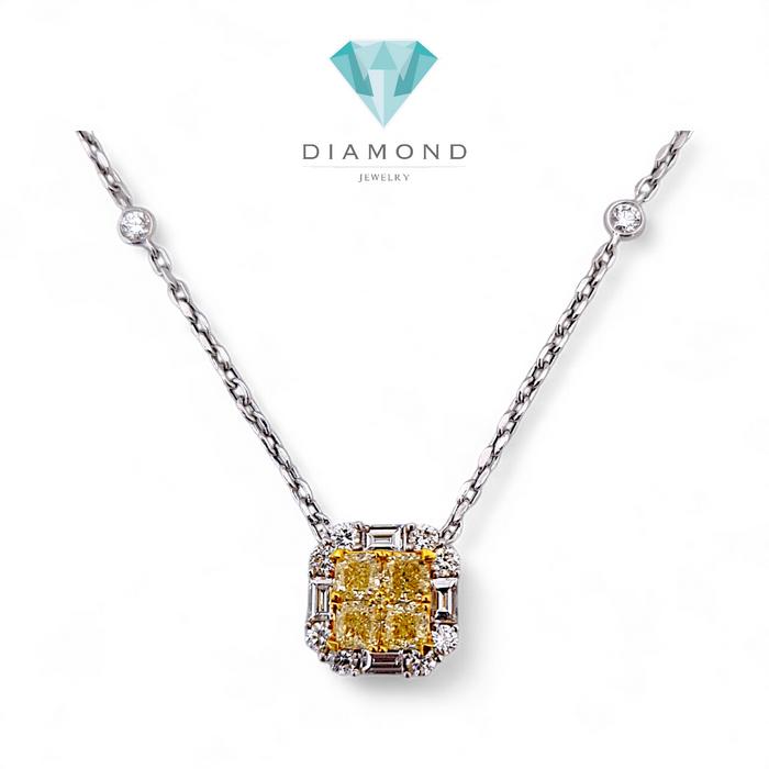 Yellow Diamond Necklace Princess 18k/ kalung berlian asli kuning / Diamond Jewelry