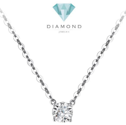 Diamond solitaire necklace 18K white gold with necklace