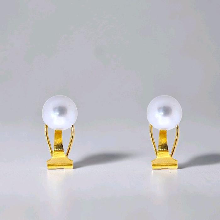 Gold Pearl Clips Earrings 23K / Anting Emas Pearl Clips 23K / Diamond Jewelry / 21AM4WP