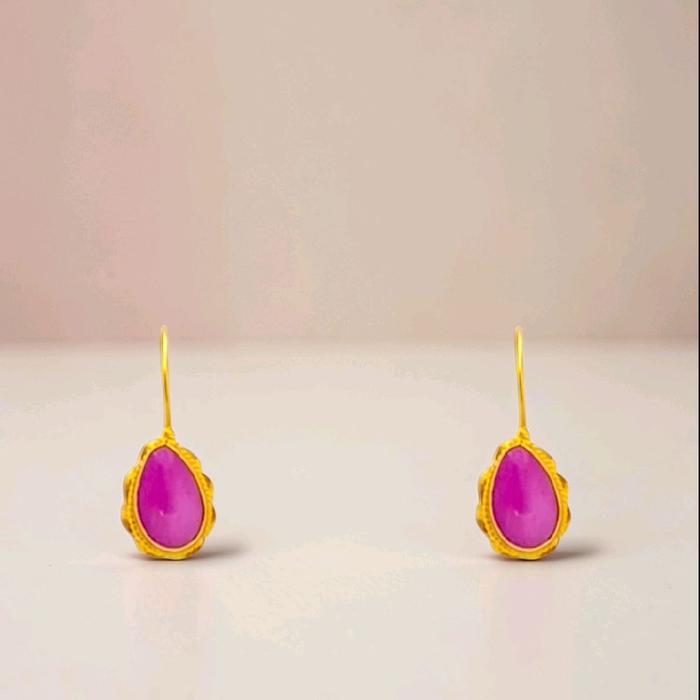 Ruby Pear Gold Earrings 23K / Anting Emas Ruby Pear 23K / Diamond Jewelry / 310AMSWP2