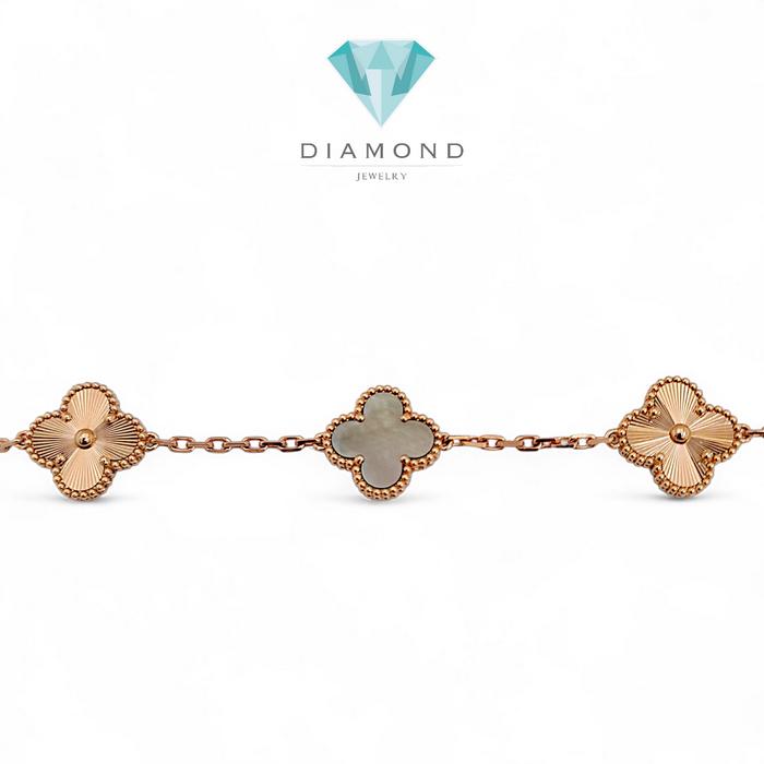 Vintage Alhambra Obsician 5 Clover Bracelet 18K /Diamond Jewelry