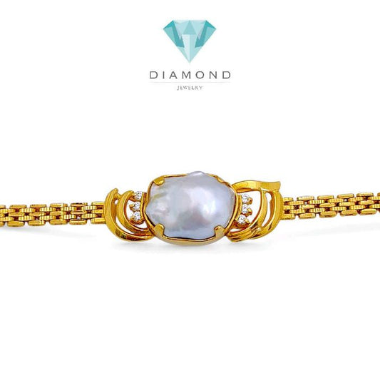 Pearl Gold Bracelet 23K / Gelang Emas Mutiara 23K / Diamond Jewelry 836M24WP-HT