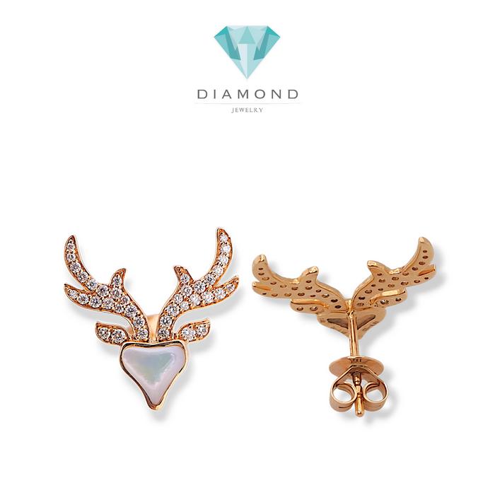Anting Rusa MOP with Diamond 18K- deer diamond mop earring / Diamond Jewelry