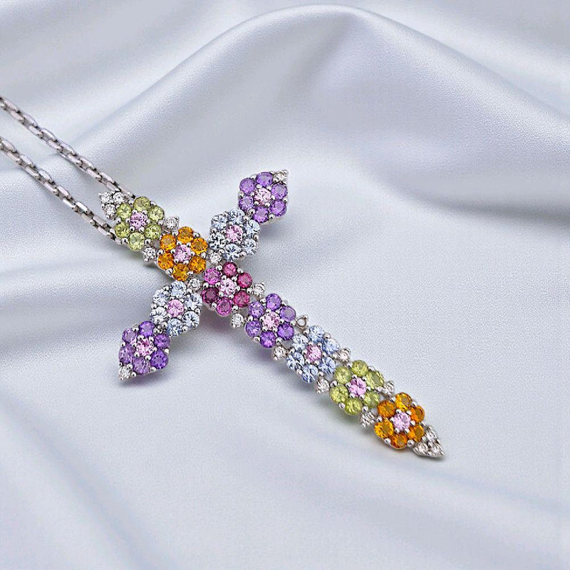 Cross Flower Diamond Pendant 18K / Liontin Berlian Salib Bunga 18K / Diamond Jewelry 3LBGT890 - HT
